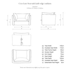 Coco Loveseat with Self Piped Knife Edge cushion in Andrew Martin Midsummer Sky - Hand Made in USA