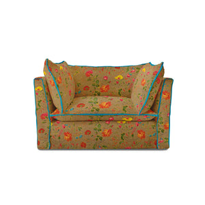 Coco Loveseat with Contrast Welt Knife Edge cushions in Wildwood Twig - Hand Made in USA