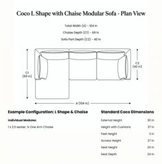 Coco Sectional Sofa with Chaise in Cotton Linen Evergreen - Hand Made in USA - Workshop Restored