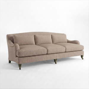 Felix 4 seater sofa in Narrow Chocolate Stripes - Hand Made in USA