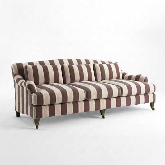 Felix 4 seater sofa in Chocolate Stripes - Hand Made in USA