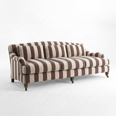 Felix 4 seater sofa in Chocolate Stripes - Hand Made in USA