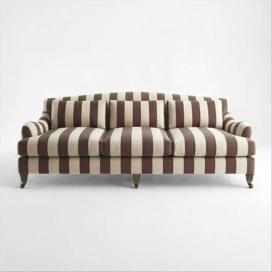 Felix 4 seater sofa in Chocolate Stripes - Hand Made in USA