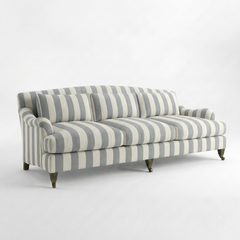 Felix 4 seater sofa in Garden Grey Stripes - Hand Made in USA