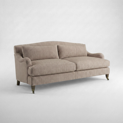 Felix 3 seater sofa in Narrow Chocolate Stripes - Hand Made in USA