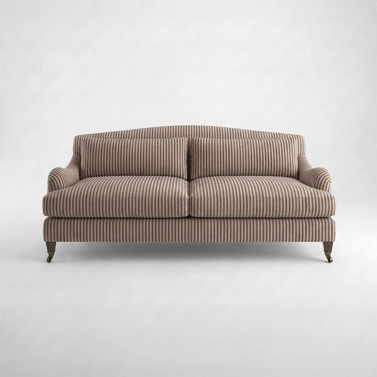 Felix 3 seater sofa in Narrow Chocolate Stripes - Hand Made in USA
