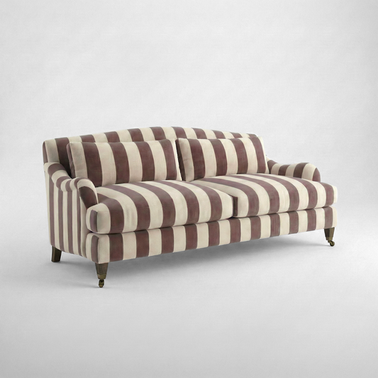 Felix 3 seater sofa in Chocolate Stripes - Hand Made in USA