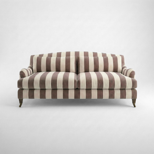 Felix 3 seater sofa in Chocolate Stripes - Hand Made in USA