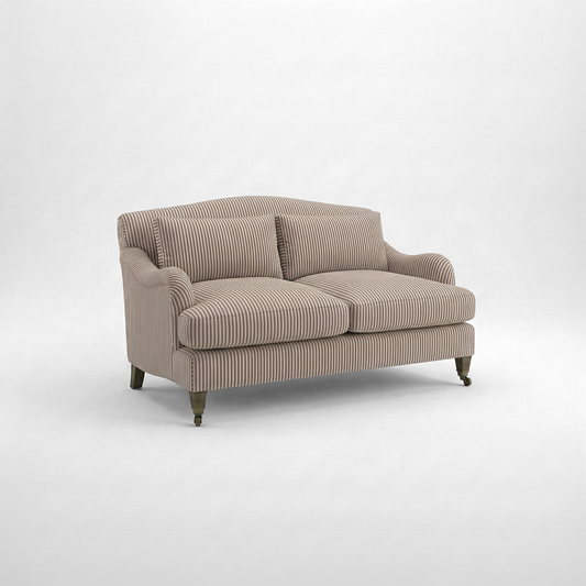 Felix 2 seater sofa in Narrow Chocolate Stripes - Hand Made in USA