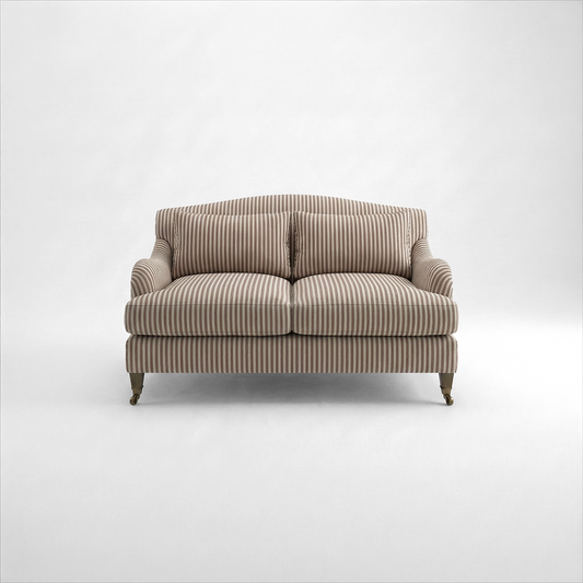 Felix 2 seater sofa in Narrow Chocolate Stripes - Hand Made in USA