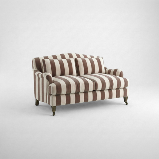 Felix 2 seater sofa in Chocolate Stripes - Hand Made in USA