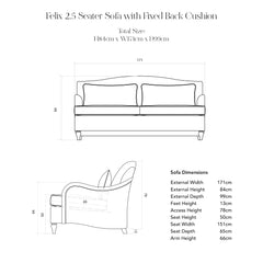 Felix Loose Cover 2.5 seater sofa in Cotton Linen Snow Drop - Handmade to Order in the USA