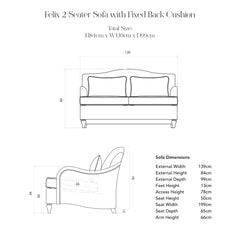 Felix Fixed Cover 2 Seater Sofa in Cotton Linen Snow Drop - Handmade to Order in the USA