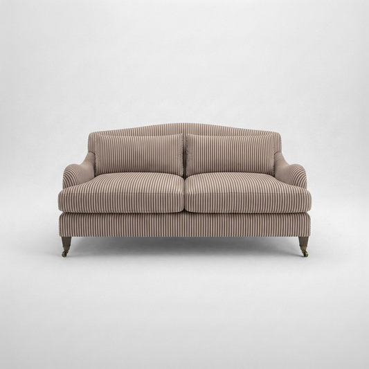 Felix 2.5 seater sofa in Narrow Chocolate Stripes - Hand Made in USA