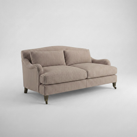 Felix 2.5 seater sofa in Narrow Chocolate Stripes - Hand Made in USA