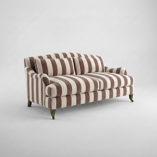 Felix 2.5 seater sofa in Chocolate Stripes - Hand Made in USA