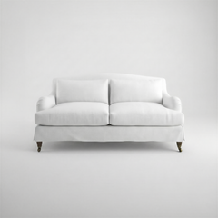 Felix Loose Cover 2.5 seater sofa in Cotton Linen Snow Drop - Handmade to Order in the USA