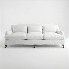 Felix Loose Cover 4 seater sofa in Cotton Linen Snow Drop - Handmade to Order in the USA