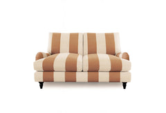 Felix 2 Seater Sofa with Loose Back Cushion in Caramel Stripe - Hand Made in USA