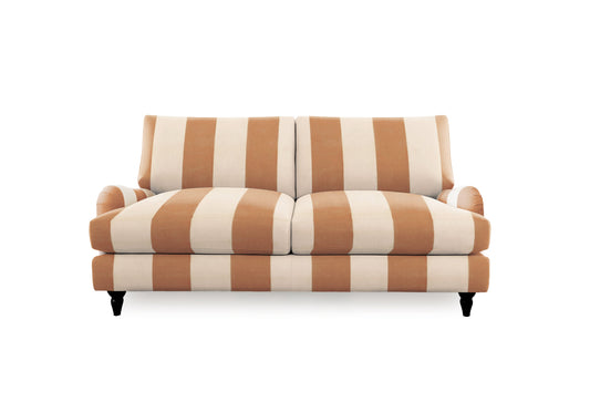 Felix 2.5 Seater Sofa with Loose Back Cushion in Caramel Stripe - Hand Made in USA