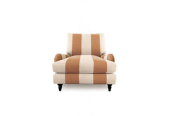 Felix Armchair with Big Back Cushion in Caramel Stripe - Hand Made in USA