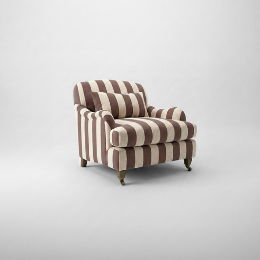 Felix Armchair in Chocolate Stripes - Hand Made in USA