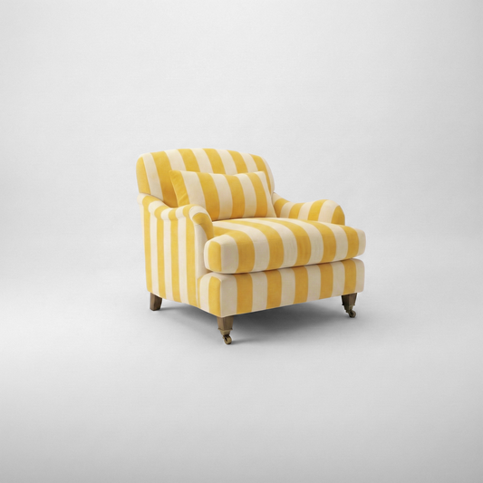 Felix Armchair in Dandelion Stripes - Hand Made in USA