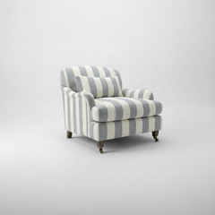 Felix Armchair in Garden Grey Stripes - Hand Made in USA