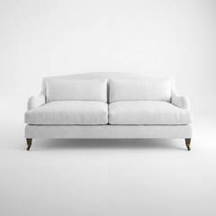 Felix Fixed Cover 3 seater sofa in Cotton Linen Snow Drop - Handmade to Order in the USA