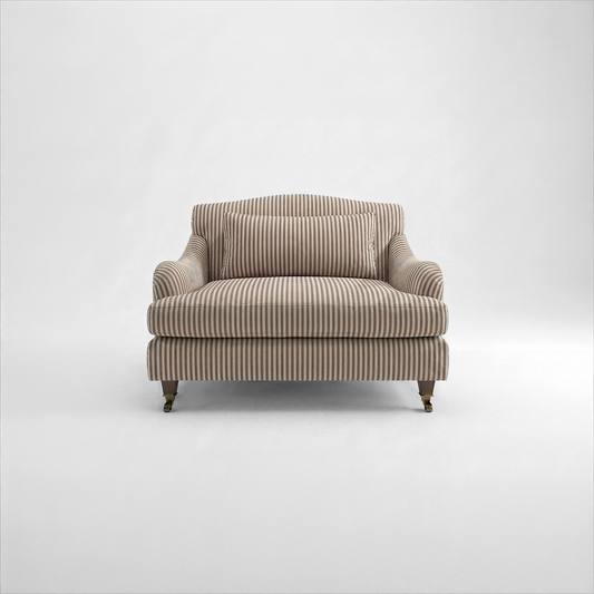 Felix Loveseat in Narrow Chocolate Stripes - Hand Made in USA