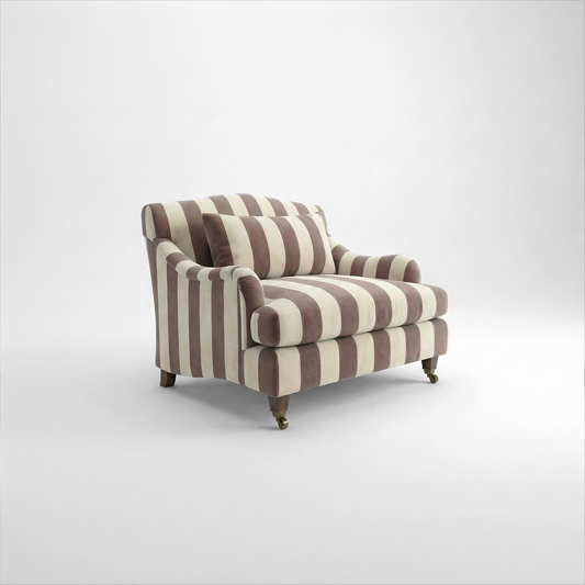 Felix Loveseat in Chocolate Stripes - Hand Made in USA