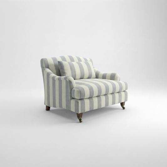 Felix Loveseat in Garden Grey Stripes - Hand Made in USA