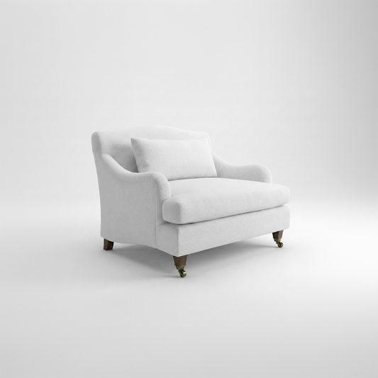 Felix Loveseat in Cotton Linen Snowdrop - Hand Made in USA