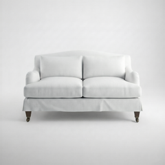 Felix Loose Cover 2 seater sofa in Cotton Linen Snow Drop - Handmade to Order in the USA