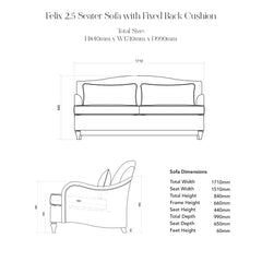 Felix 2.5 seater sofa in Cotton Linen Evergreen - Hand Made in USA