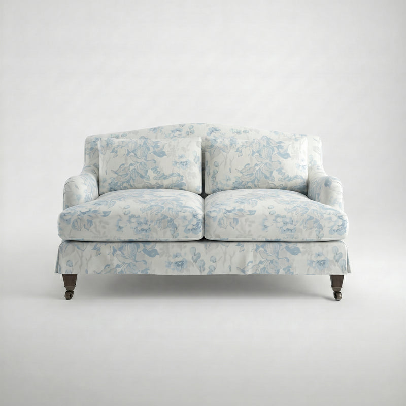 Felix Loose Cover 2 Seater Sofa in Midsummer Faded Blue - Hand Made in USA