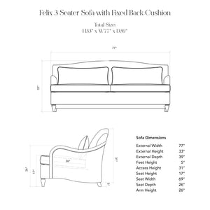 Felix LC 3 Seater dimensions