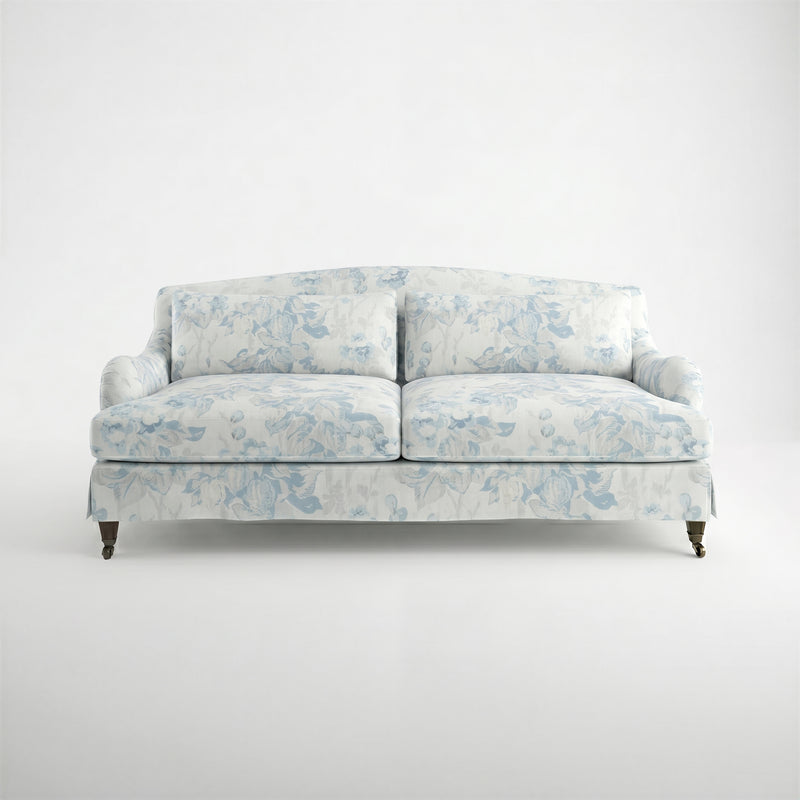 Felix Loose Cover 3 Seater Sofa in Midsummer Faded Blue - Hand Made in USA
