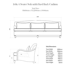 Felix 4 seater sofa in Natural Linen Wildwood Twig - Hand Made in USA