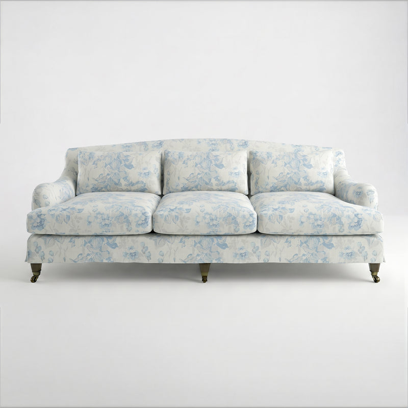 Felix Loose Cover 4 Seater Sofa in Midsummer Faded Blue - Hand Made in USA