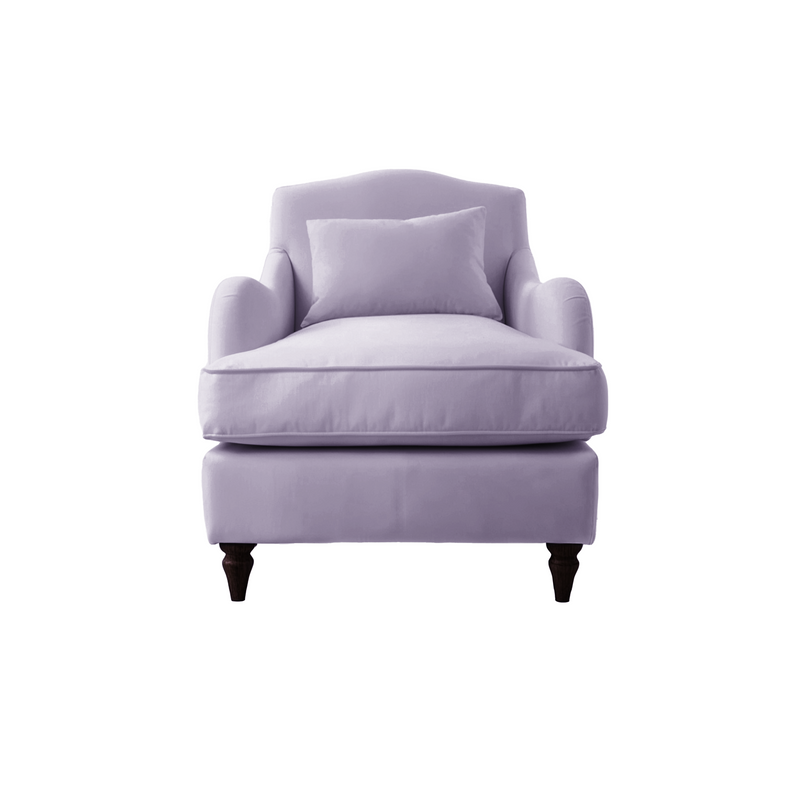 Felix Armchair with Fixed Back in Cotton Linen Sea Salt - Hand Made in USA