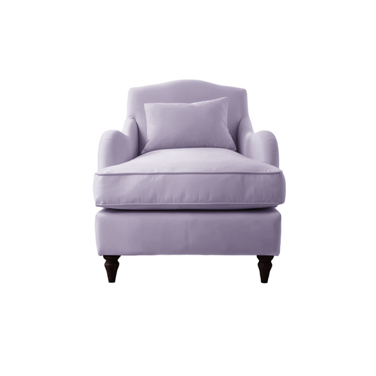 Isobel Armchair with Fixed Back in Cotton Linen Sea Salt - Hand Made in USA