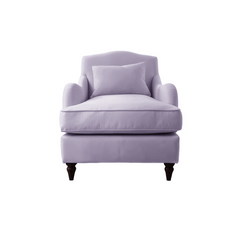 Isobel Armchair with Fixed Back in Cotton Linen Sea Salt - Hand Made in USA