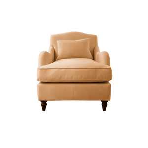 Felix Armchair with Fixed Back in Cotton Linen Sunflower - Hand Made in USA