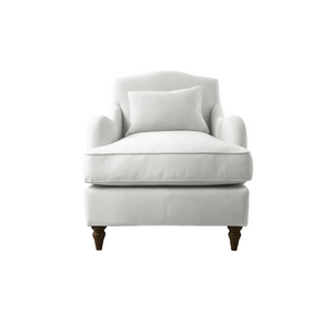 Felix Armchair with Fixed Back in Cotton Linen Cool Coconut - Hand Made in USA