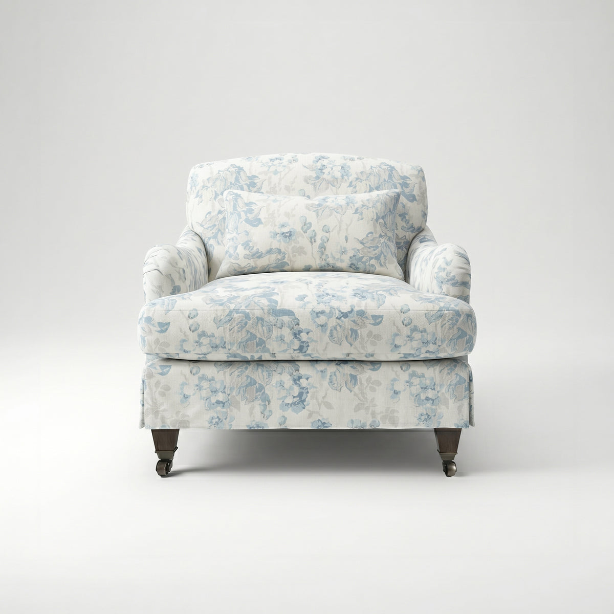 Felix Loose Cover Armchair in Midsummer Faded Blue - Hand Made in USA
