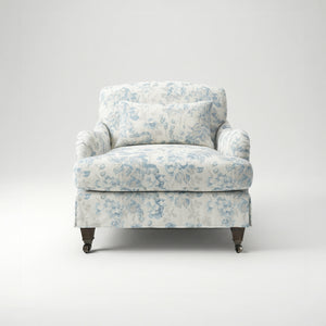 Felix Loose Cover Armchair in Midsummer Faded Blue - Hand Made in USA
