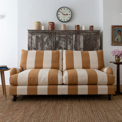 Felix 3 seater sofa with Loose Back Cushion in Caramel Stripe - Hand Made in USA