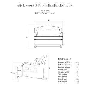 Felix LC Loveseat dimensions