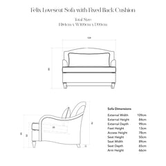Felix Fixed Cover Loveseat in Cotton Linen Snow Drop - Handmade to Order in the USA